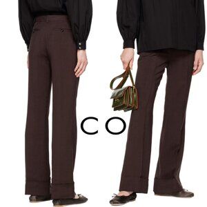 CO COLLECTION Dark Brown Cuffed Pant Trousers Viscose Linen Blend $895 28 Waist